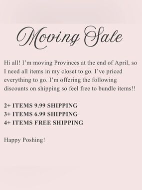 Moving Sale & Discounts on Shipping